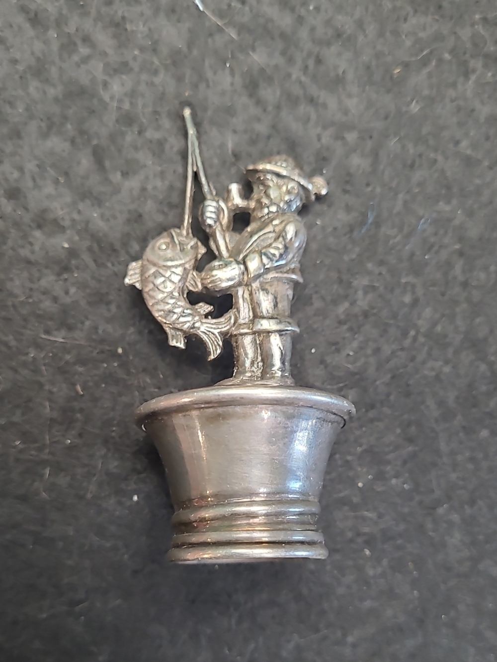 Fisherman Figure Silver Bottle Stopper